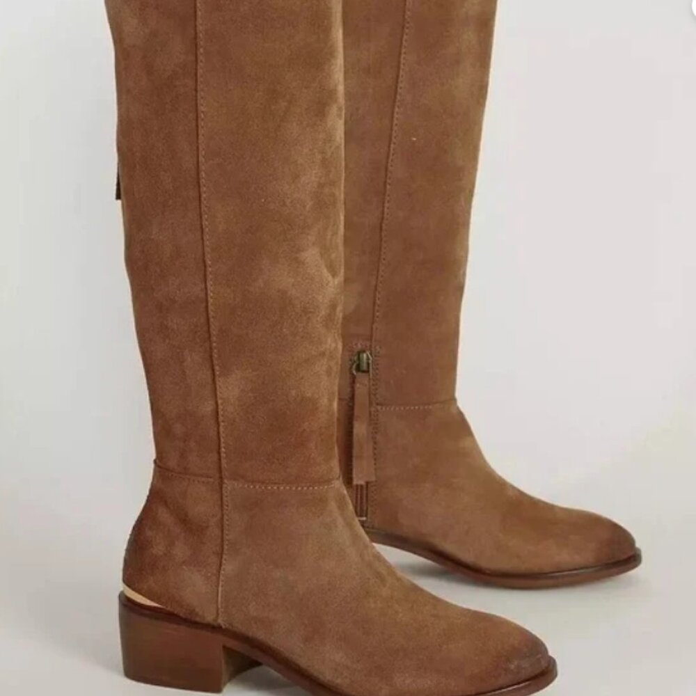 naughty monkey Tan Suede Knee-High Heeled Boots
